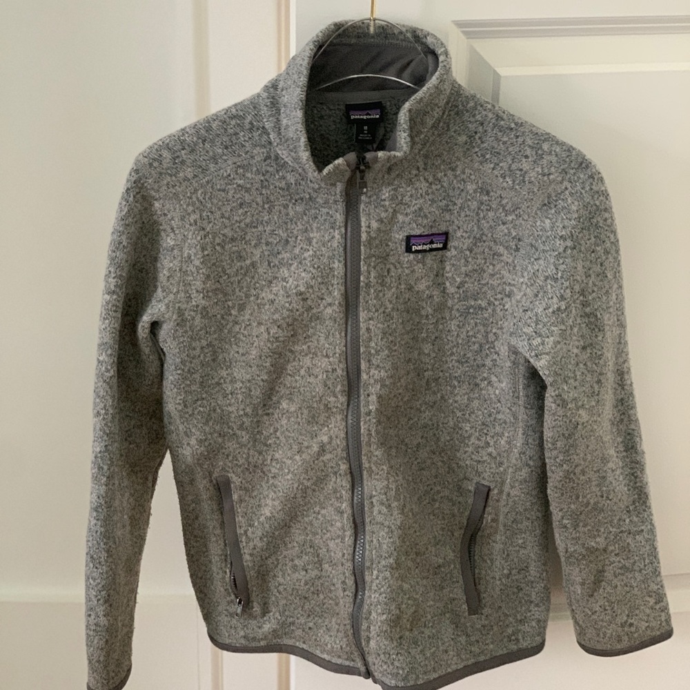 Boys medium/size 10 gray Patagonia zip up sweater